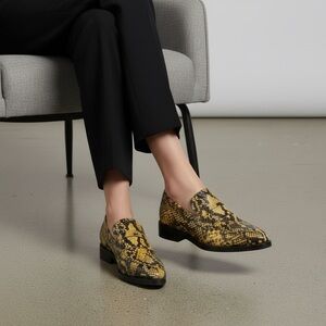 Rebecca Minkoff Yellow Snakeskin Leather Loafers Size 6.5